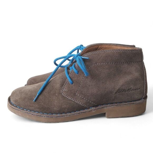 Eddie Bauer Bruce Suede Chukka Ankle Boots Grey / Blue Laces & Stitching Men 10M - Picture 2 of 11